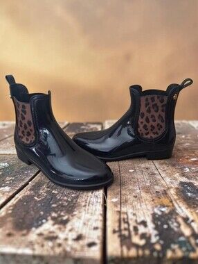 Lemon Jelly Women' Animal Print Ankle Rain Boots Chelsea Boots Pull On